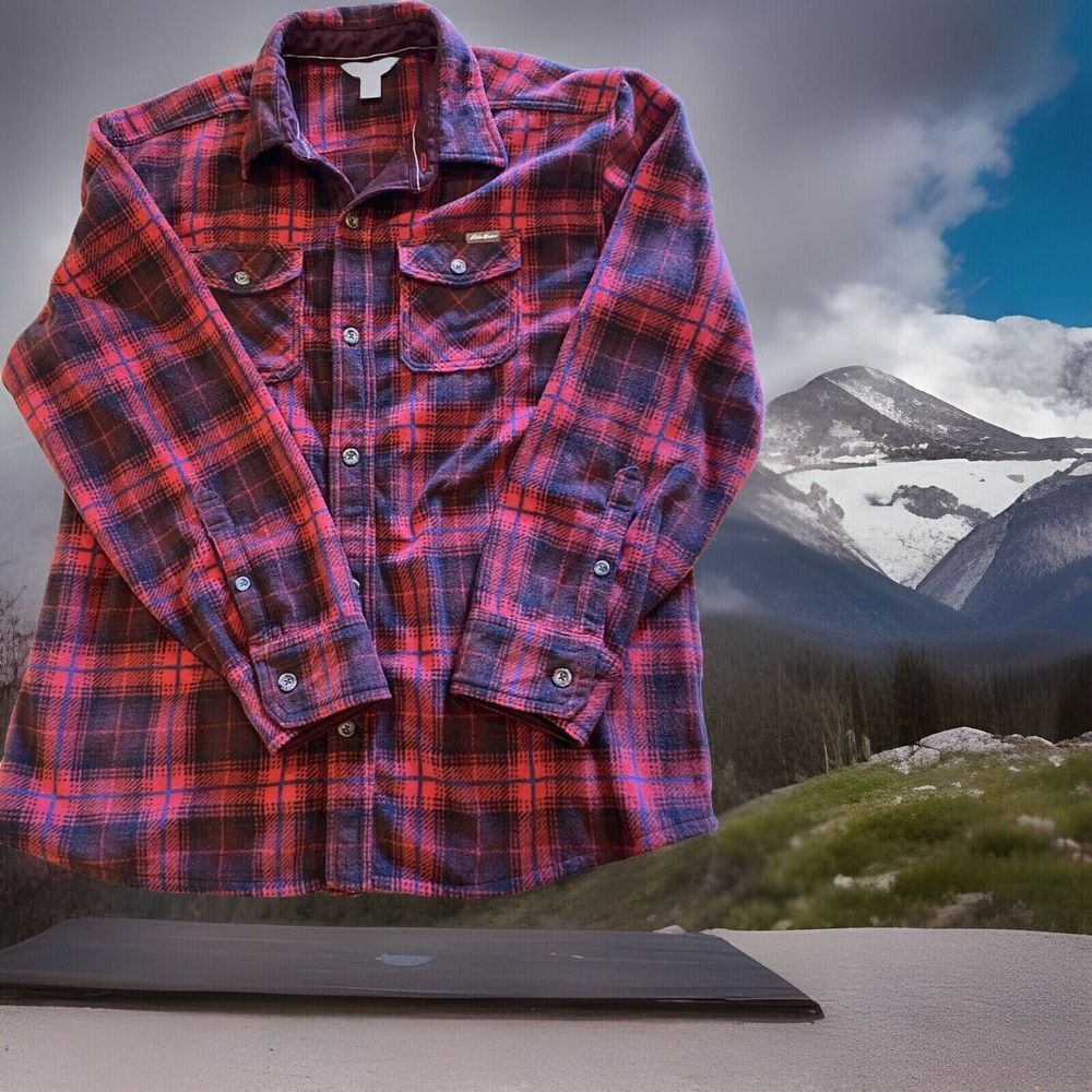 Eddie Bauer Men's‎ Flannel Shirt red plaid size L